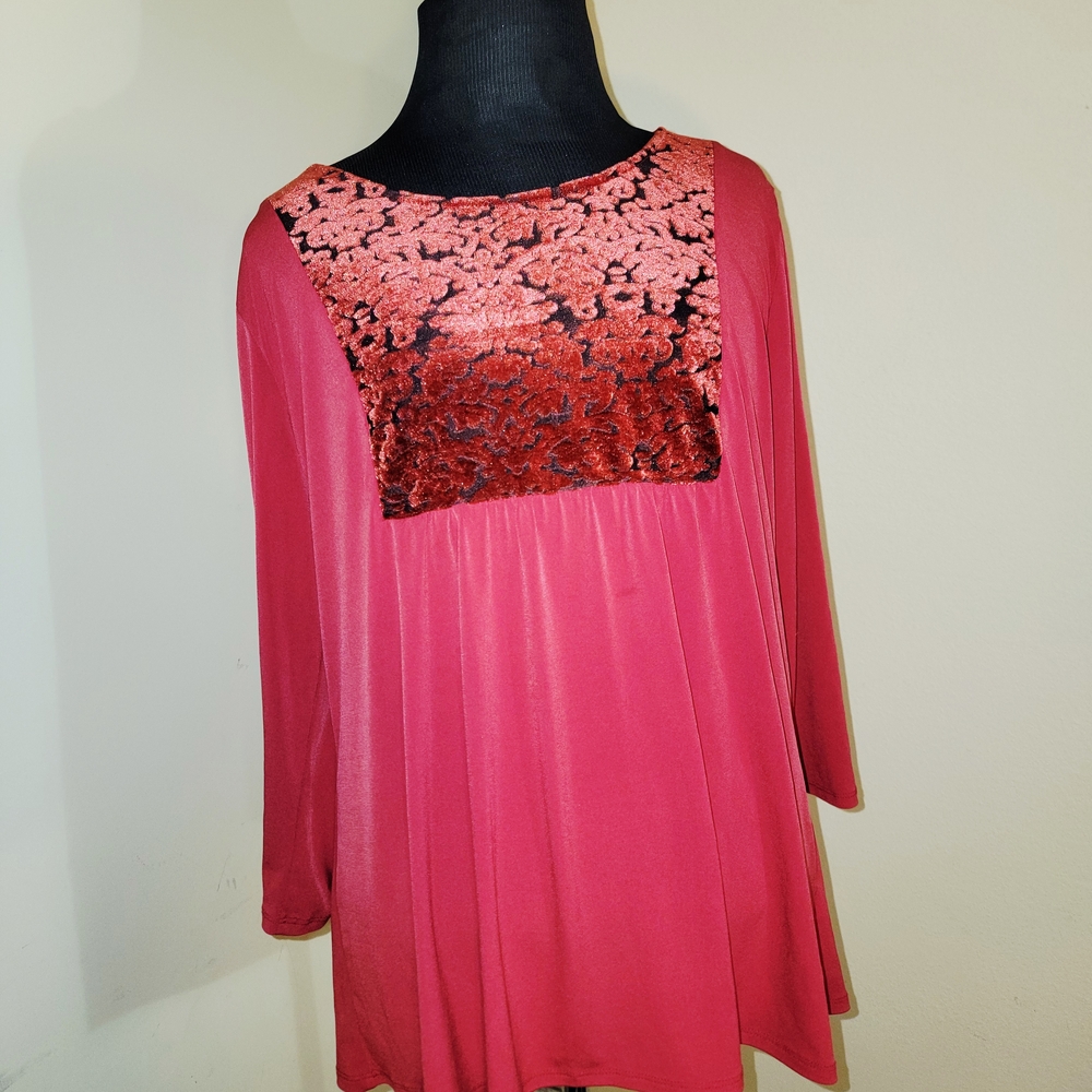 *All Tops: 5 for $25*  Kim Rogers Pink Velvet Women's Blouse